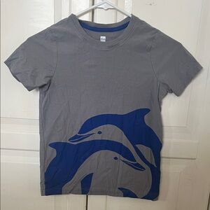 Tea Collection Gray Tee with Blue Dolphin Graphic